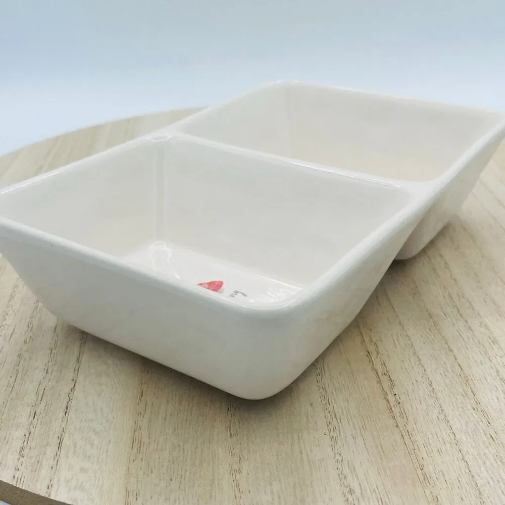 Rae Dunn Divided Fruit Tray DIsh Connected Bowls Strawberries & Blueberries